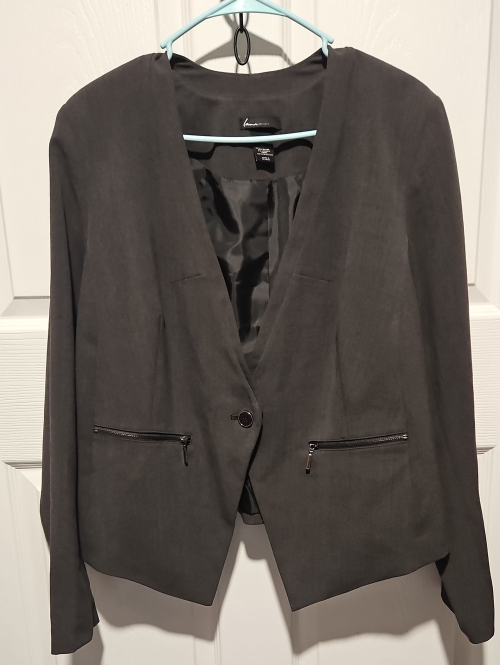 Lane Bryant Charcoal Single-Button Open-Front Blazer